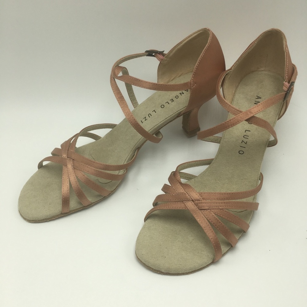 Angelo Luzio 5-strap ballroom shoe tan 10